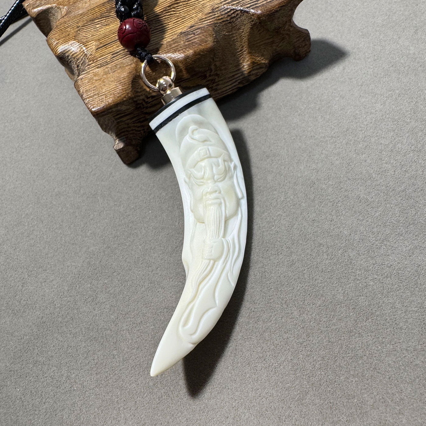 GoLuckLink Handcrafted Wild Boar Tusk Amulet Necklace – Symbol of Strength & Protectionof Wealth.