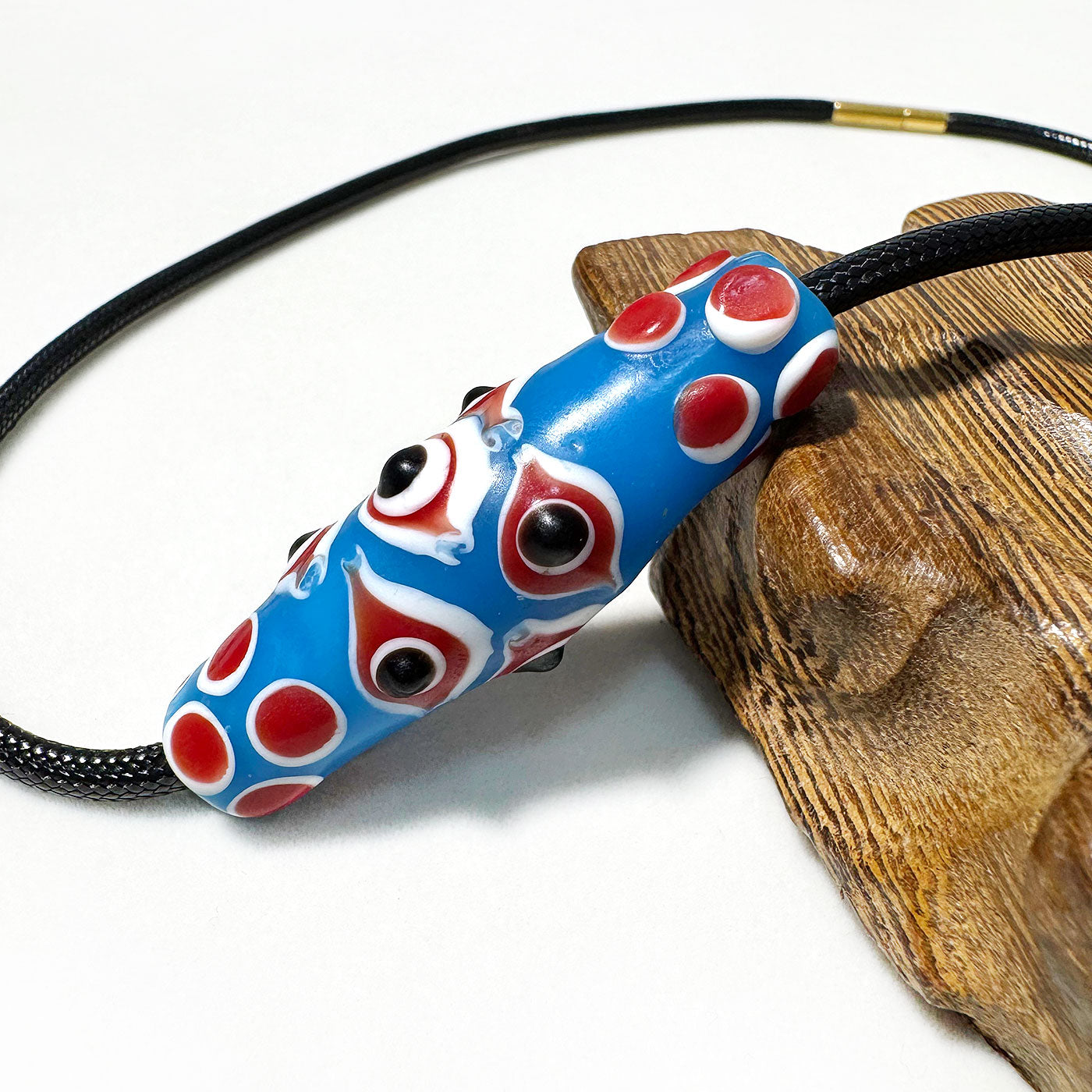 Handcrafted Colored glaze Dzi Bead - Feng Shui Talisman for Luck and Prosperity