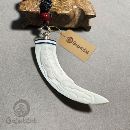 GoLuckLink Handcrafted Wild Boar Tusk Amulet Necklace – Symbol of Strength & Protectionof Wealth.