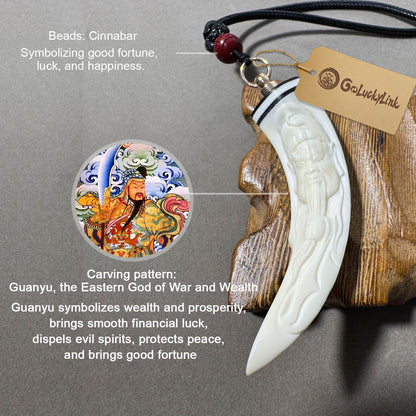 GoLuckLink Handcrafted Wild Boar Tusk Amulet Necklace – Symbol of Strength & Protectionof Wealth.