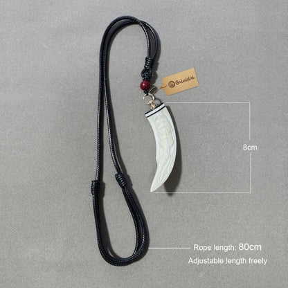 GoLuckLink Handcrafted Wild Boar Tusk Amulet Necklace – Symbol of Strength & Protectionof Wealth.
