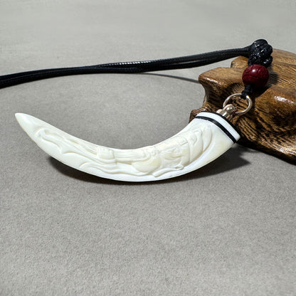 GoLuckLink Handcrafted Wild Boar Tusk Amulet Necklace – Symbol of Strength & Protectionof Wealth.