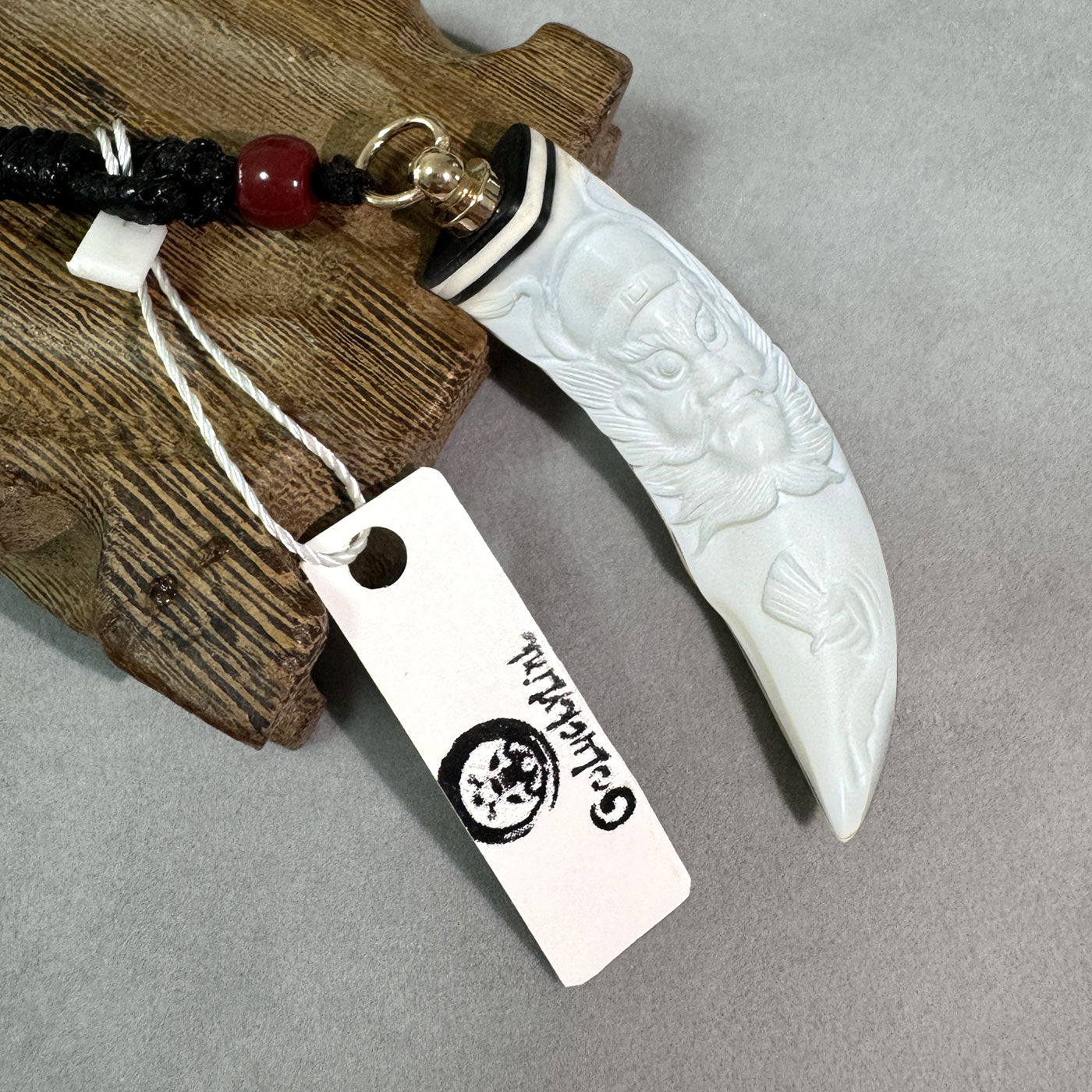 GoLuckLink Authentic Handcarved Wild Boar Tusk Pendant – Natural Protection Talisman Necklace