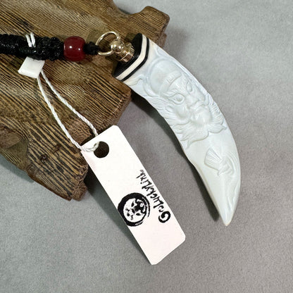 GoLuckLink Authentic Handcarved Wild Boar Tusk Pendant – Natural Protection Talisman Necklace