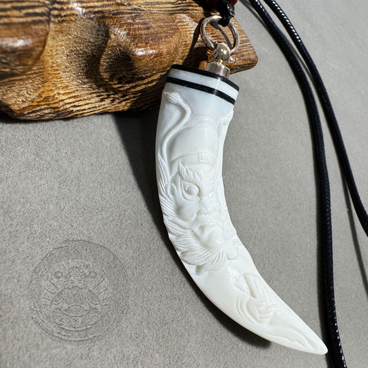 Authentic Handcarved Wild Boar Tusk Pendant – Natural Protection Talisman Necklace