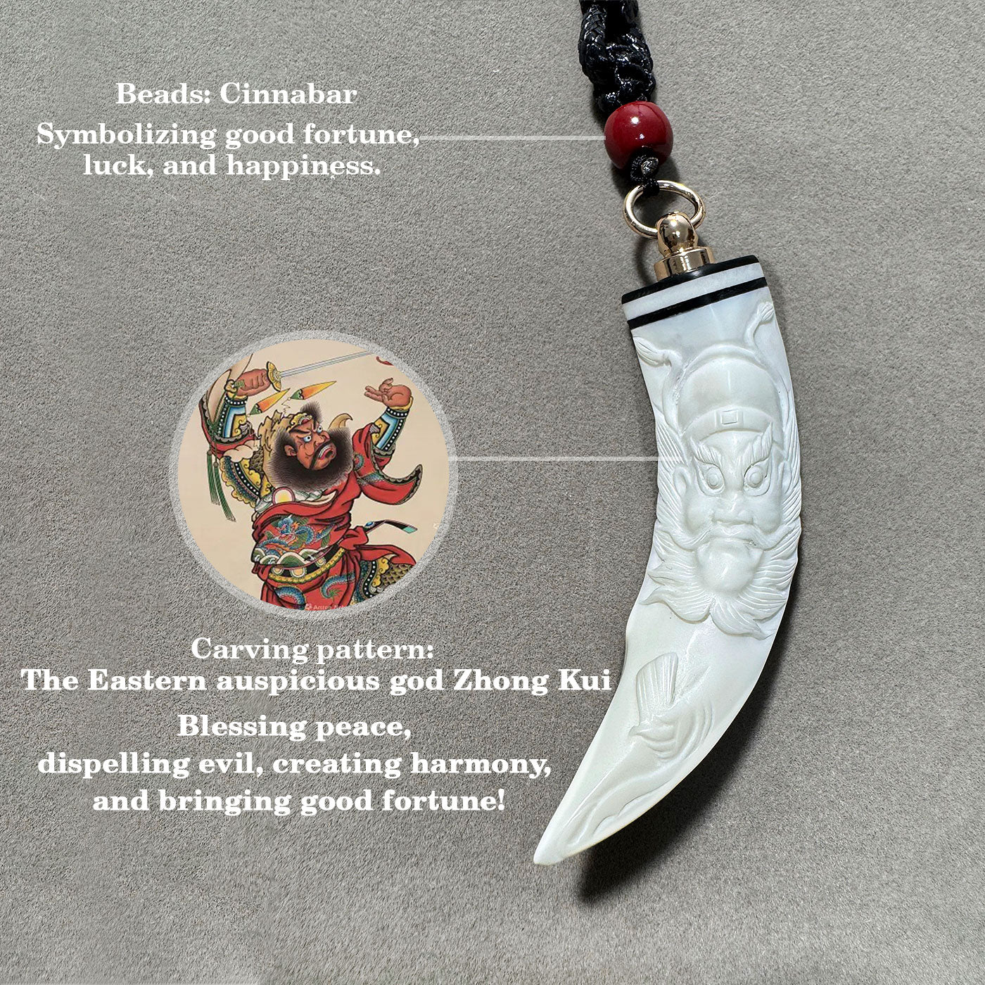 GoLuckLink Authentic Handcarved Wild Boar Tusk Pendant – Natural Protection Talisman Necklace