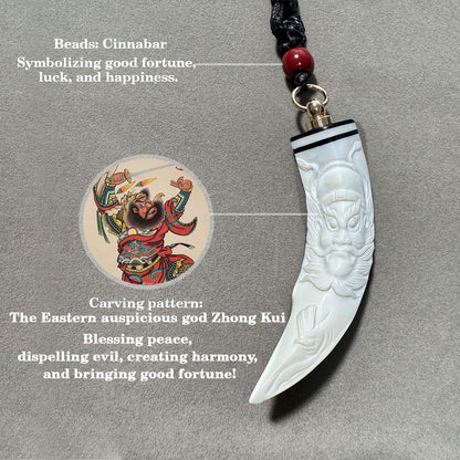 GoLuckLink Authentic Handcarved Wild Boar Tusk Pendant – Natural Protection Talisman Necklace