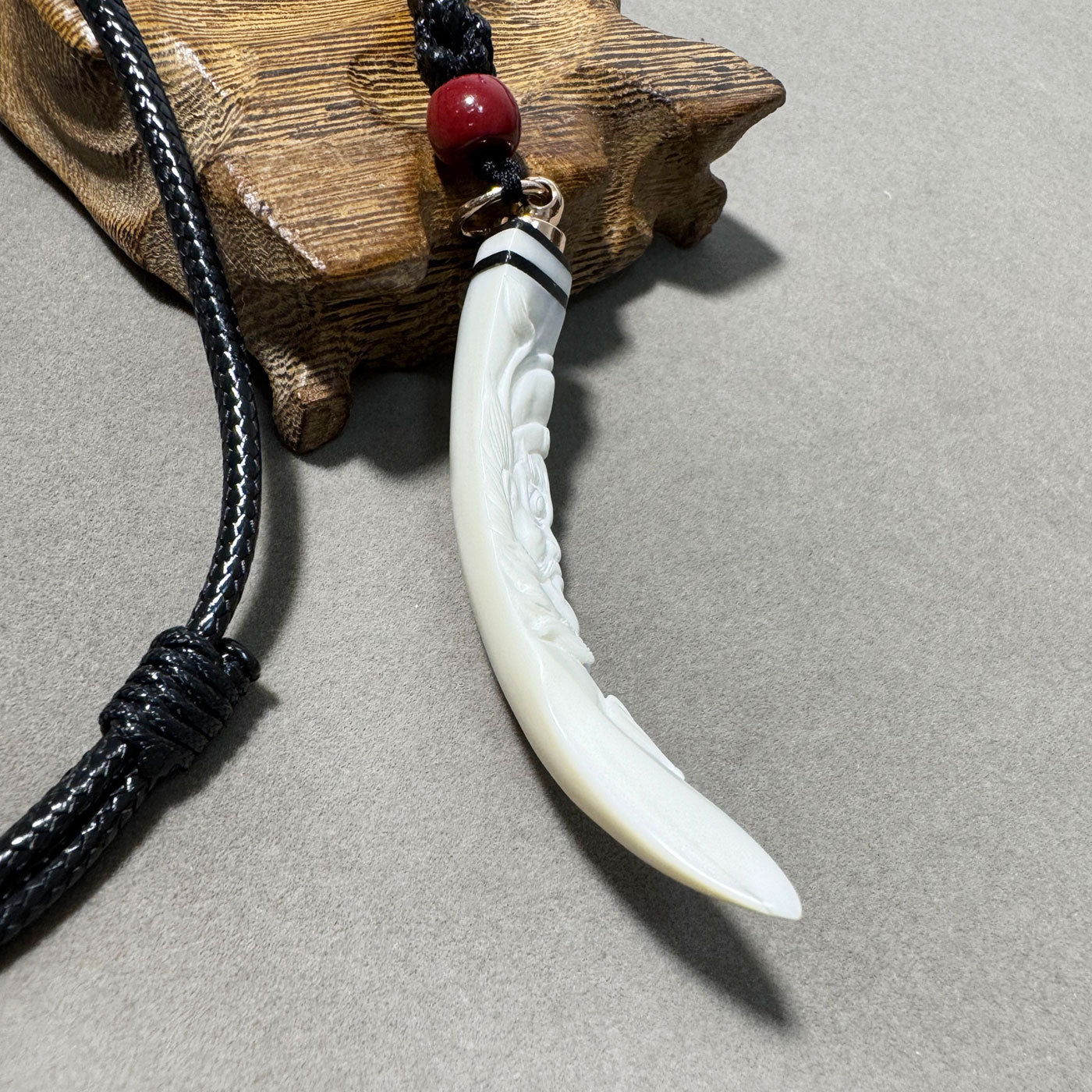 GoLuckLink Authentic Handcarved Wild Boar Tusk Pendant – Natural Protection Talisman Necklace