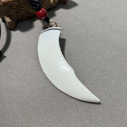GoLuckLink Authentic Handcarved Wild Boar Tusk Pendant – Natural Protection Talisman Necklace